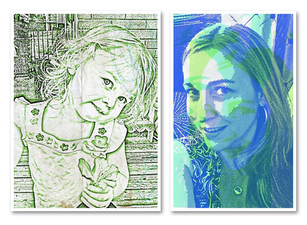 Charcoal and pop art effects